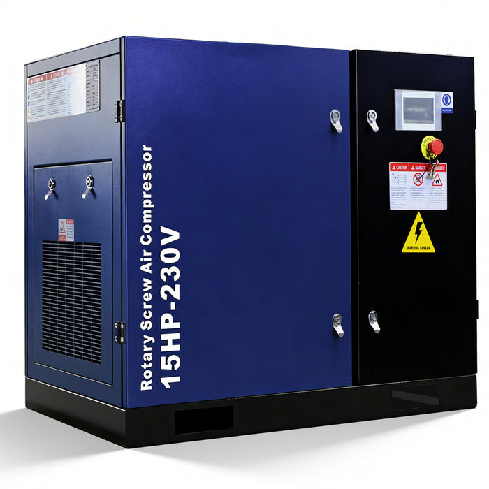 56CFM Rotary Screw Air Compressor, 15HP, 125PSI, 230V 3PHASE 60HZ