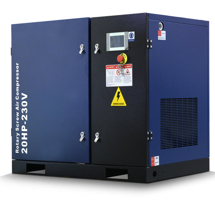 74CFM Rotary Screw Air Compressor, 20HP, 125PSI, 230V 3PHASE 60HZ