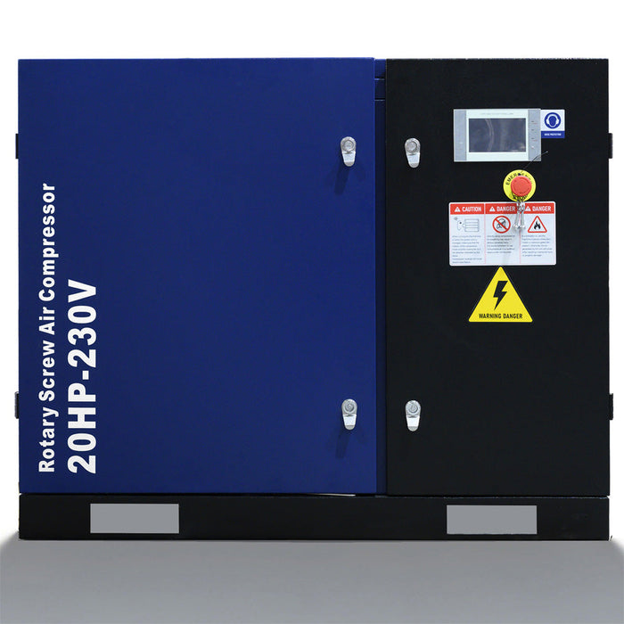74CFM Rotary Screw Air Compressor, 20HP, 125PSI, 230V 3PHASE 60HZ