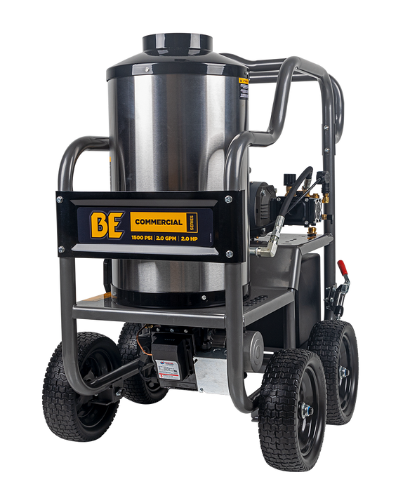 BE Power 1,500 PSI 2.0 GPM Hot Water Pressure Washer with TechTop Motor and AR Triplex Pump - HW152EA