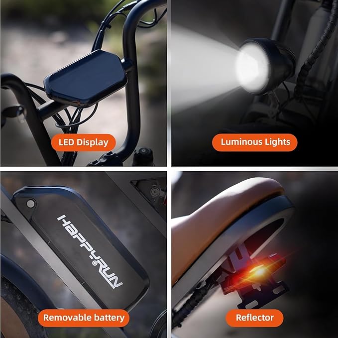 HAPPYRUN Tank G60C  20"*4" Fat Tires Electric Bikes Trie Dirt All Terrain 750W 48V 18Ah