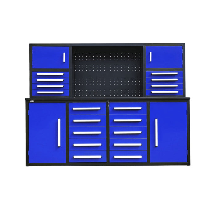 7 ft Garage Workbench Cabinet (18 Drawers & 4 Cabinets & Pegboard)