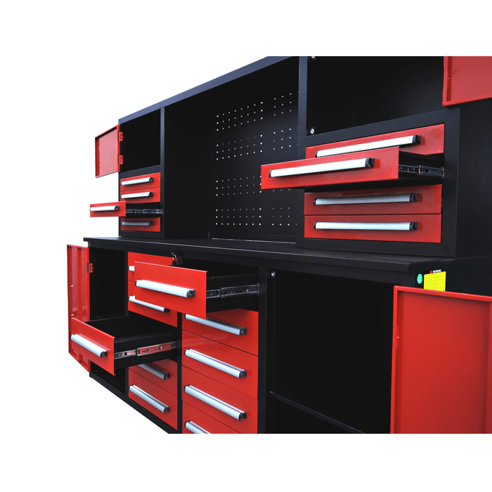 7 ft Garage Workbench Cabinet (18 Drawers & 4 Cabinets & Pegboard)