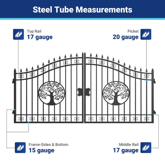 14x8 ft Steel Dual Swing Driveway Gate