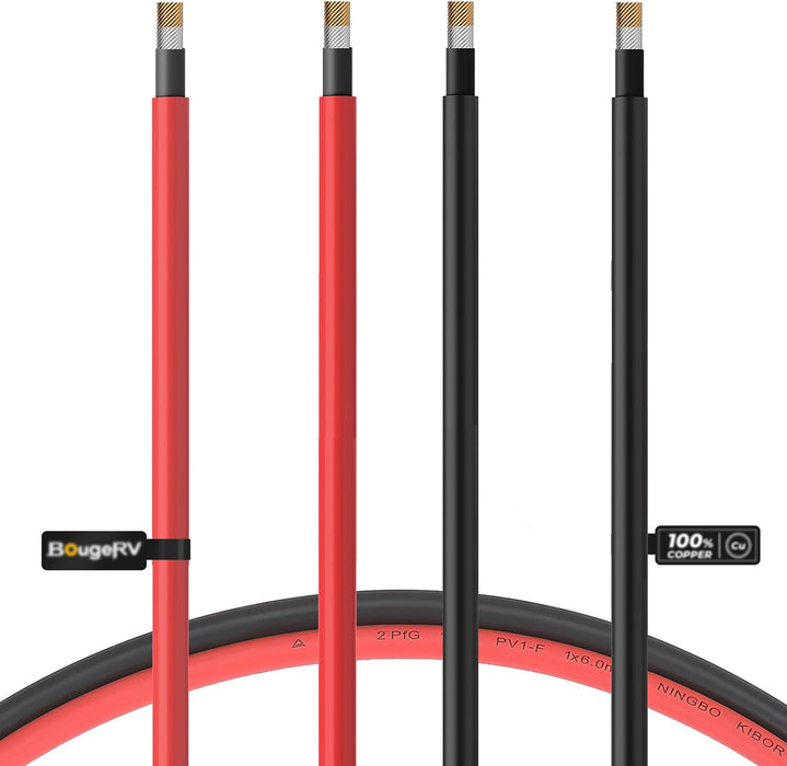 BougeRV Solar Extension Cable with Extra Free Connectors(xx FT Red+xx FT Black)