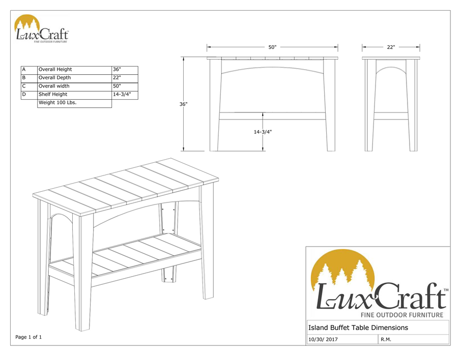 LuxCraft Recycled Plastic Island Buffet Table
