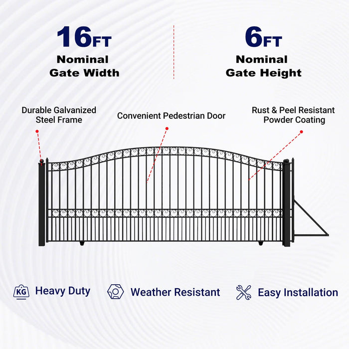 16x6 ft Steel Sliding Driveway Gate