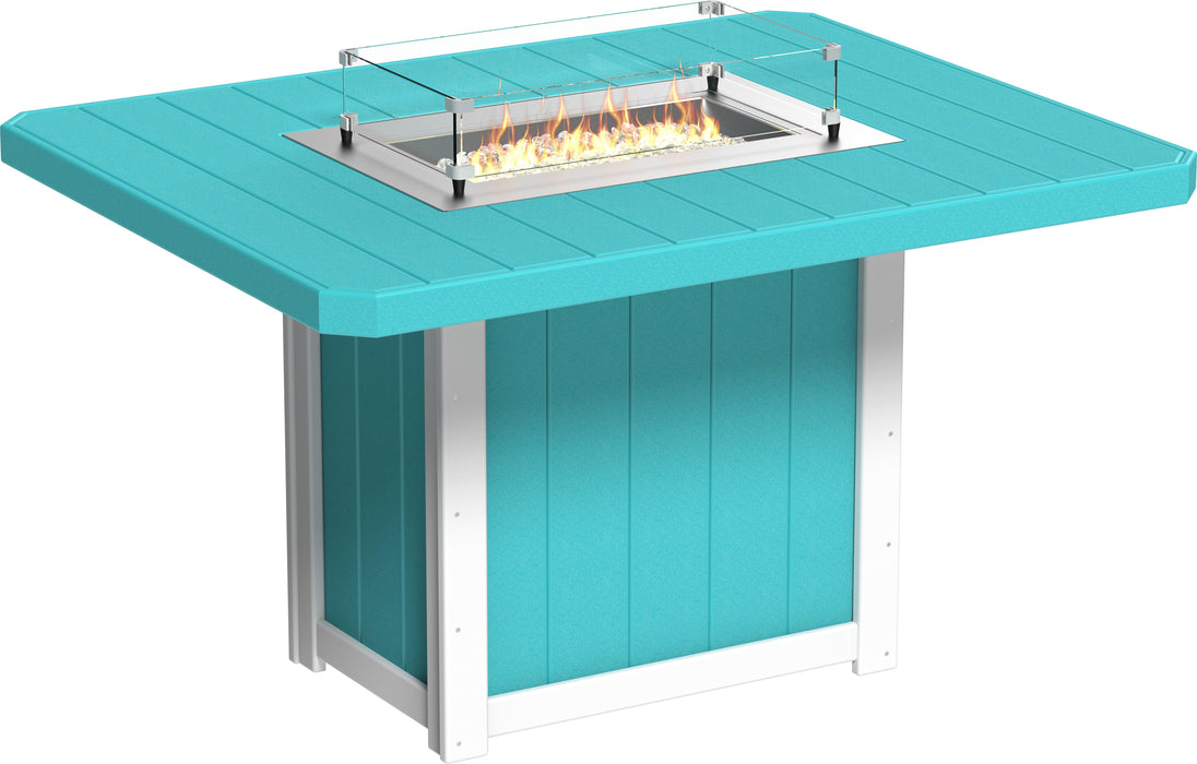 LuxCraft Recycled Plastic Lumin 62" Rectangular Fire Table (COUNTER HEIGHT)
