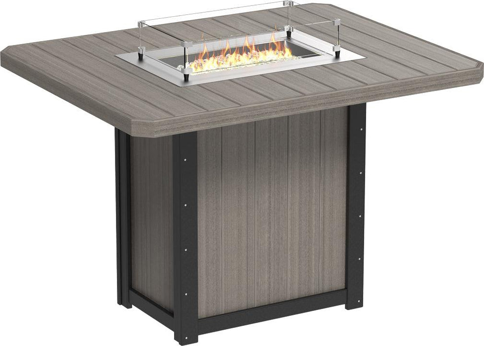LuxCraft Recycled Plastic Lumin 62" Rectangular Fire Table (BAR HEIGHT)