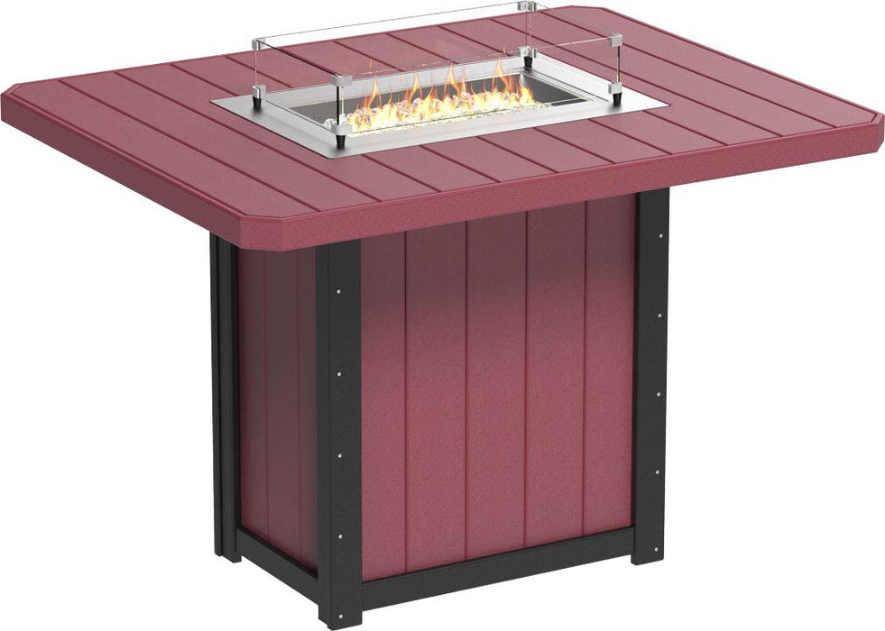 LuxCraft Recycled Plastic Lumin 62" Rectangular Fire Table (BAR HEIGHT)