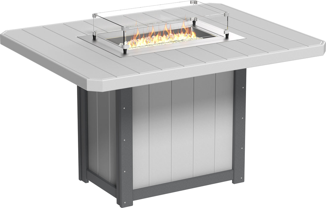 LuxCraft Recycled Plastic Lumin 62" Rectangular Fire Table (COUNTER HEIGHT)