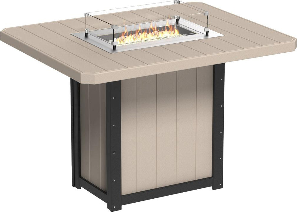 LuxCraft Recycled Plastic Lumin 62" Rectangular Fire Table (BAR HEIGHT)