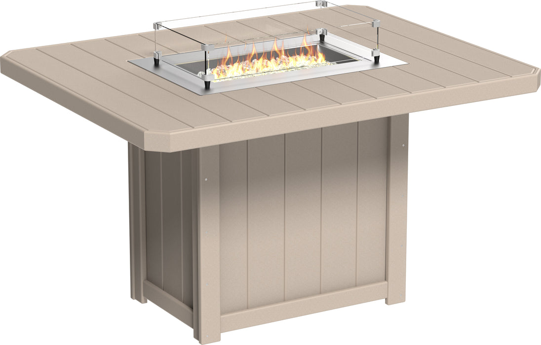 LuxCraft Recycled Plastic Lumin 62" Rectangular Fire Table (COUNTER HEIGHT)