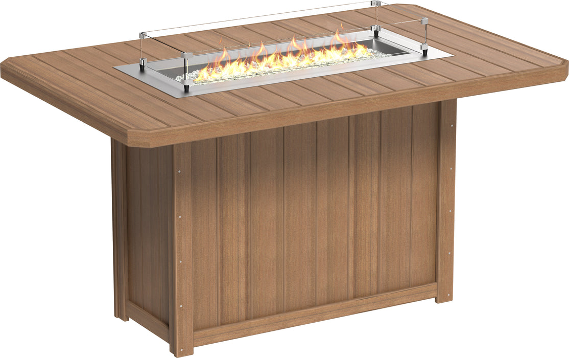 LuxCraft Recycled Plastic Lumin 79" Rectangular Fire Table (BAR HEIGHT)