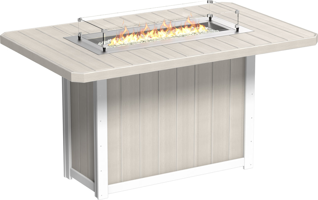 LuxCraft Recycled Plastic Lumin 79" Rectangular Fire Table (BAR HEIGHT)