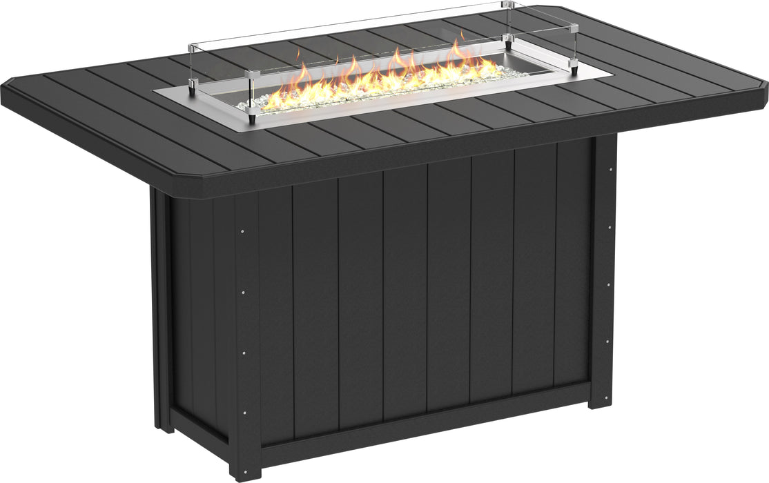 LuxCraft Recycled Plastic Lumin 79" Rectangular Fire Table (BAR HEIGHT)