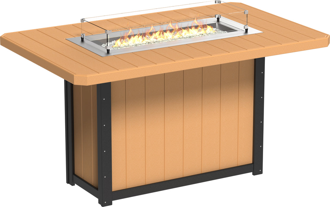 LuxCraft Recycled Plastic Lumin 79" Rectangular Fire Table (BAR HEIGHT)