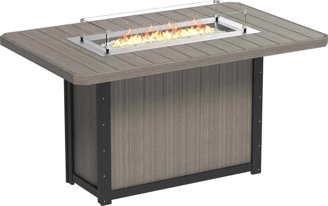 LuxCraft Recycled Plastic Lumin 79" Rectangular Fire Table (BAR HEIGHT)