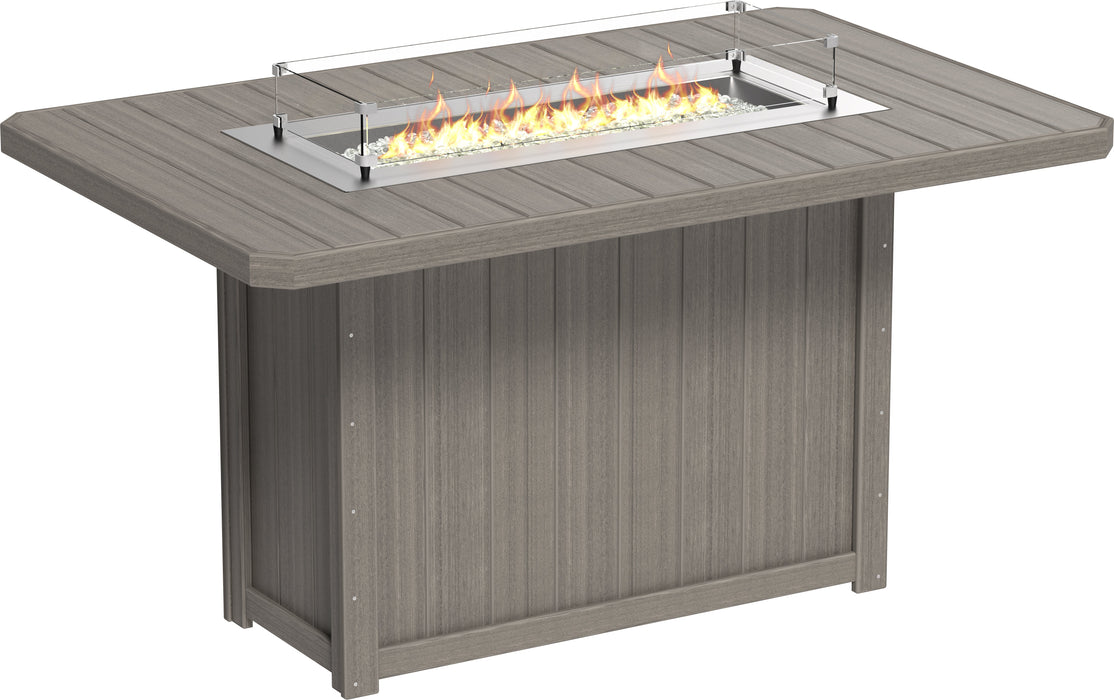 LuxCraft Recycled Plastic Lumin 79" Rectangular Fire Table (BAR HEIGHT)