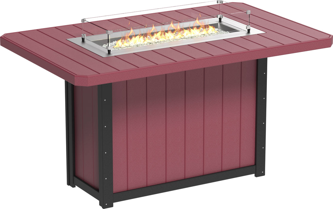 LuxCraft Recycled Plastic Lumin 79" Rectangular Fire Table (BAR HEIGHT)