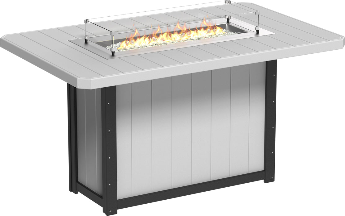LuxCraft Recycled Plastic Lumin 79" Rectangular Fire Table (BAR HEIGHT)