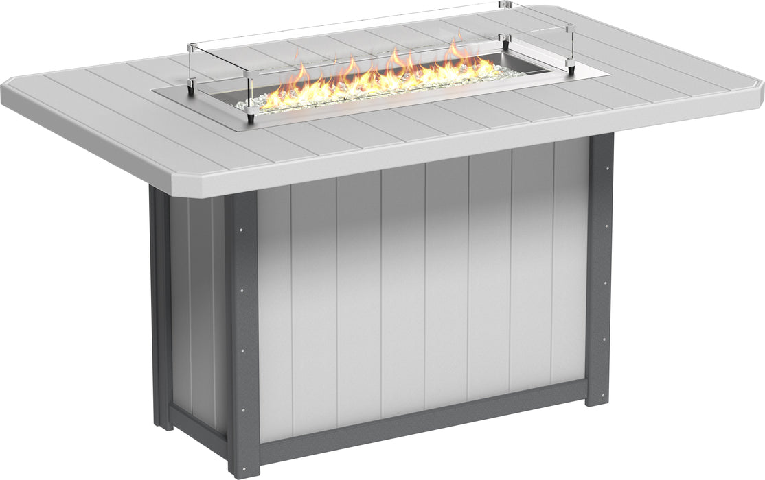 LuxCraft Recycled Plastic Lumin 79" Rectangular Fire Table (BAR HEIGHT)