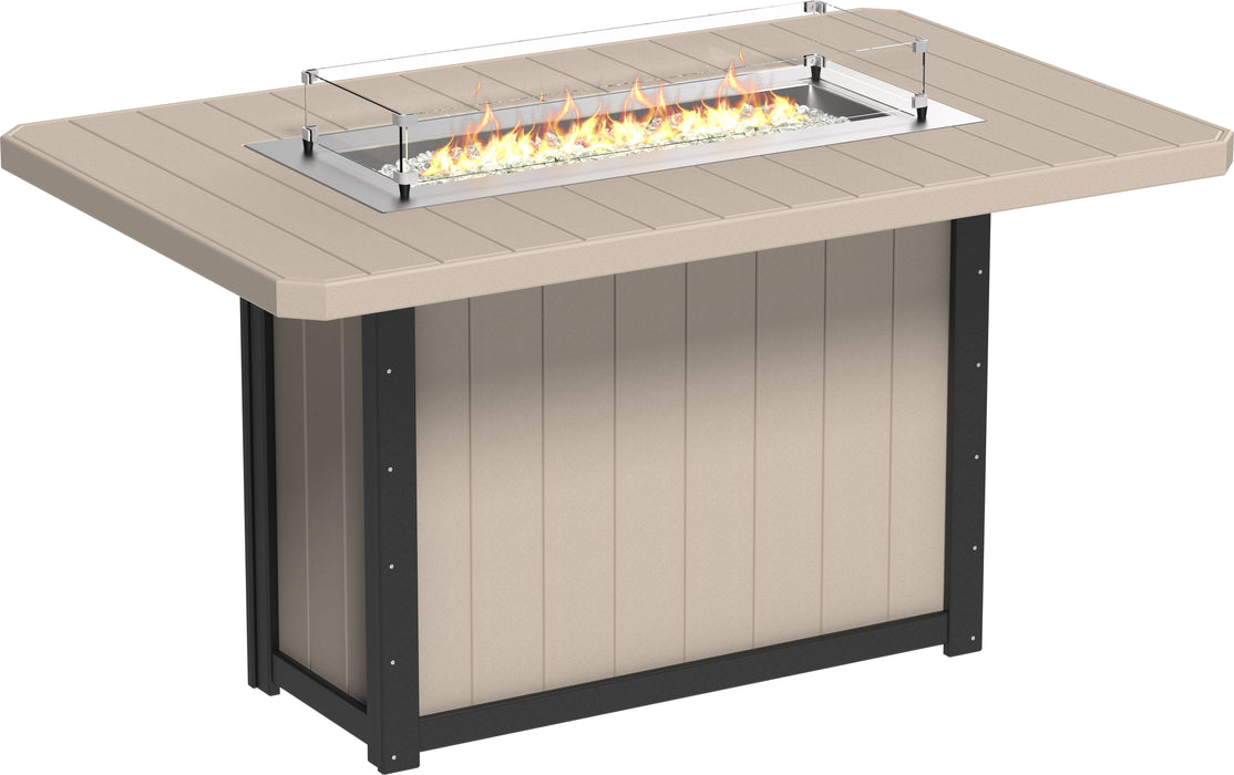 LuxCraft Recycled Plastic Lumin 79" Rectangular Fire Table (BAR HEIGHT)
