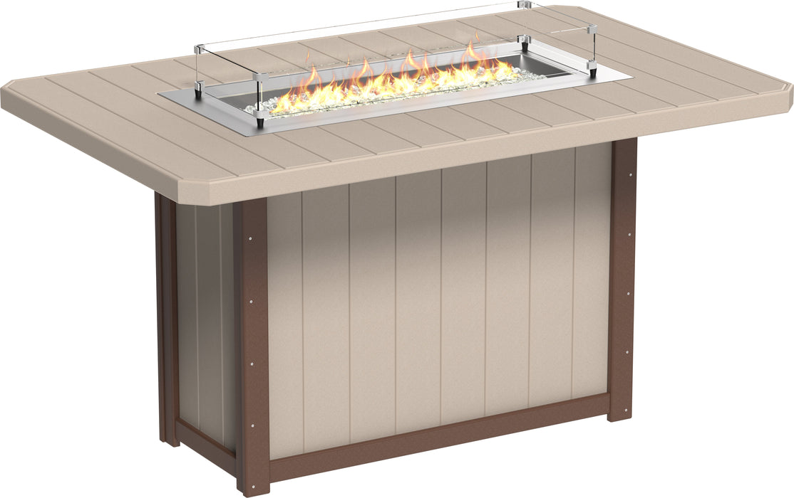 LuxCraft Recycled Plastic Lumin 79" Rectangular Fire Table (BAR HEIGHT)