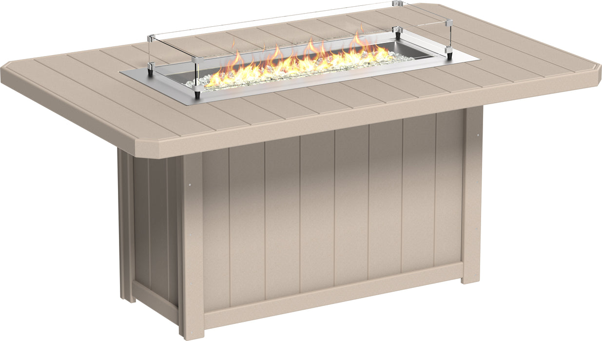 LuxCraft Recycled Plastic Lumin 79" Rectangular Fire Table (COUNTER HEIGHT)