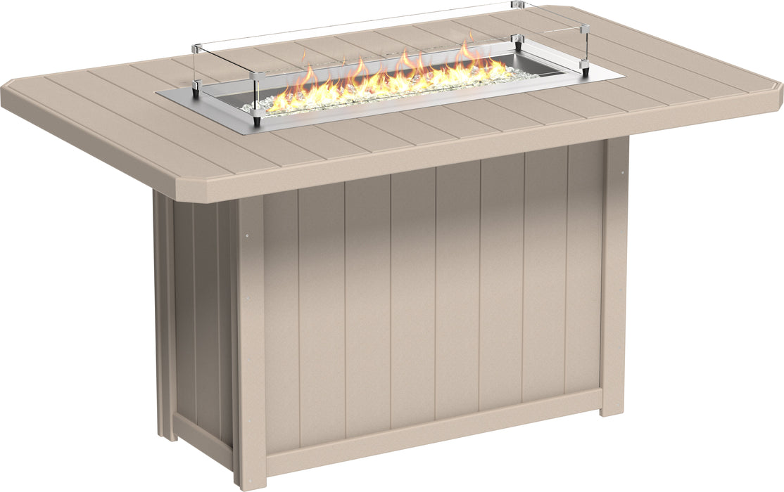 LuxCraft Recycled Plastic Lumin 79" Rectangular Fire Table (BAR HEIGHT)