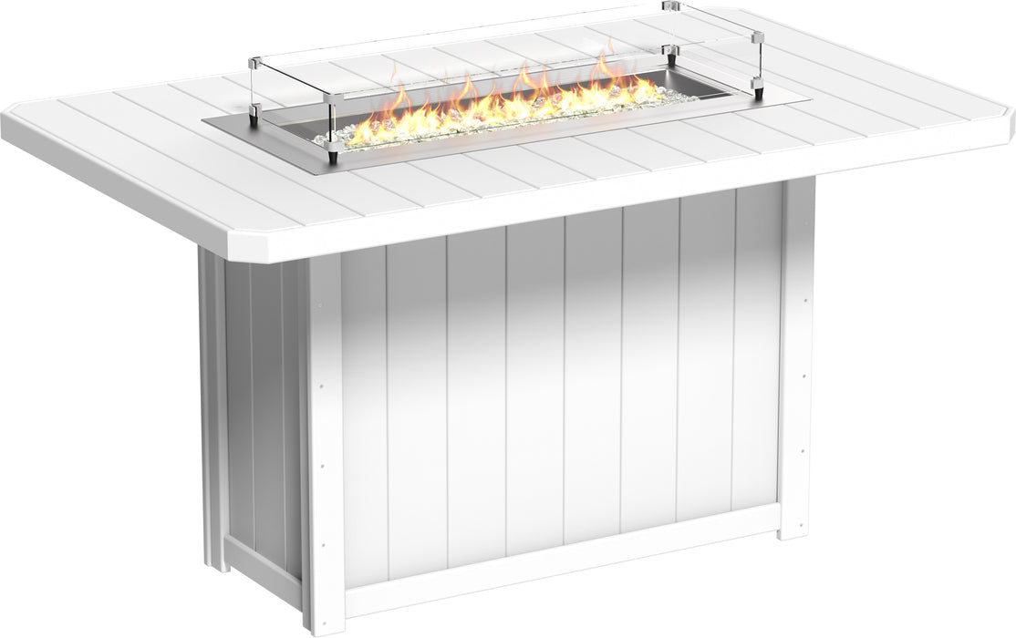 LuxCraft Recycled Plastic Lumin 79" Rectangular Fire Table (BAR HEIGHT)