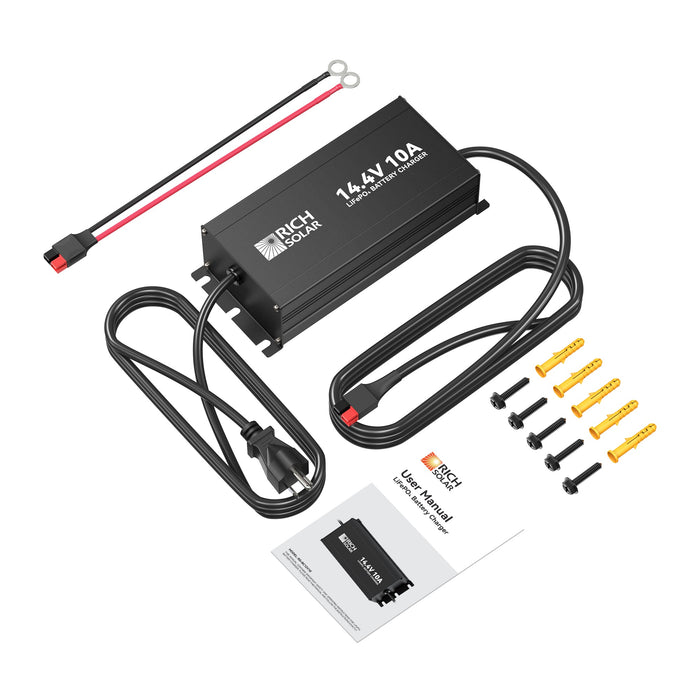 Rich Solar 12V(14.4V) 10A | 100-240VAC | 12V LiFePO4 Battery Charger