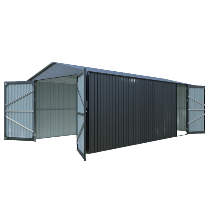 Chery Industrial 10'x20' Plus Upgraded Metal Garage Shed with Double Front Doors, Side Entry Door