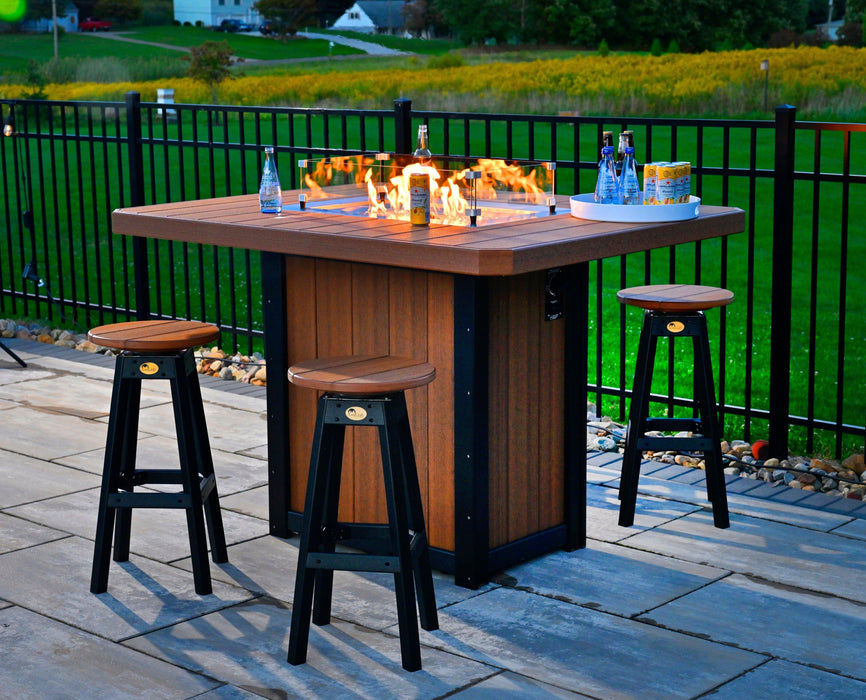 LuxCraft Recycled Plastic Lumin 62" Rectangular Fire Table (BAR HEIGHT)