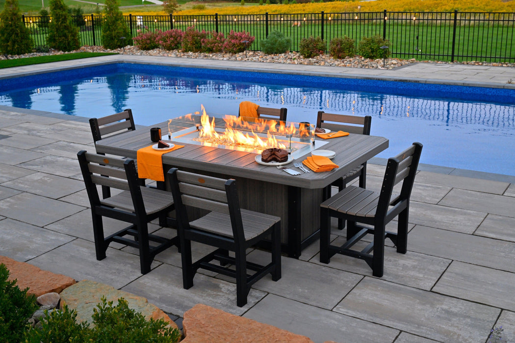 LuxCraft Recycled Plastic Lumin 79" Rectangular Fire Table (BAR HEIGHT)