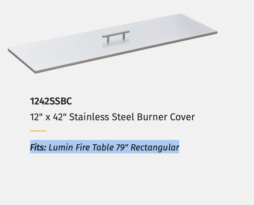LuxCraft Lumin 12" x 42" Stainless Steel Burner Cover