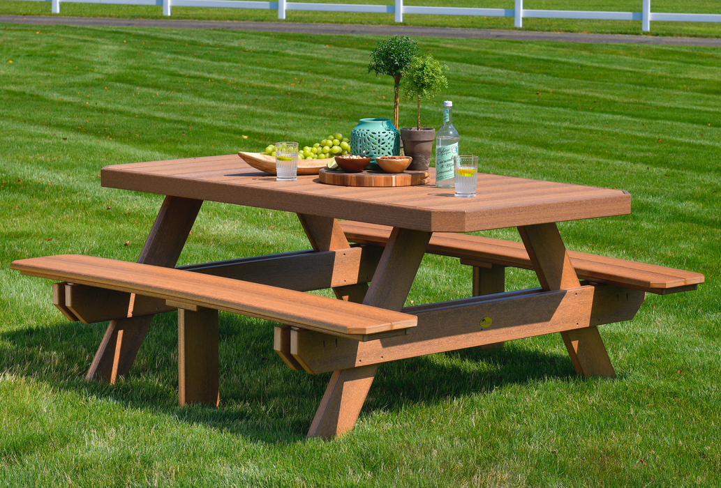 LuxCraft Recycled Plastic 6' Dining Height Rectangular Picnic Table