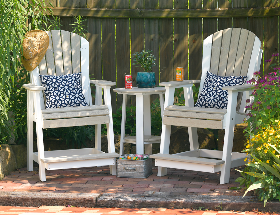 LuxCraft Recycled Plastic Adirondack Balcony Chair Set with 28"H Side Table (Counter Height )
