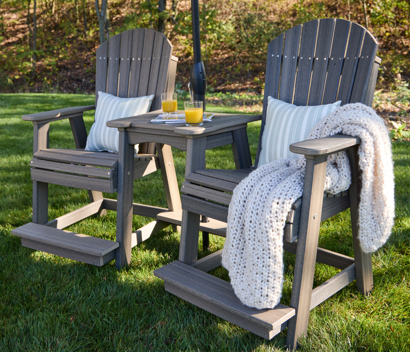 LuxCraft Recycled Plastic Counter Height Adirondack Tete-a-Tete Balcony Set