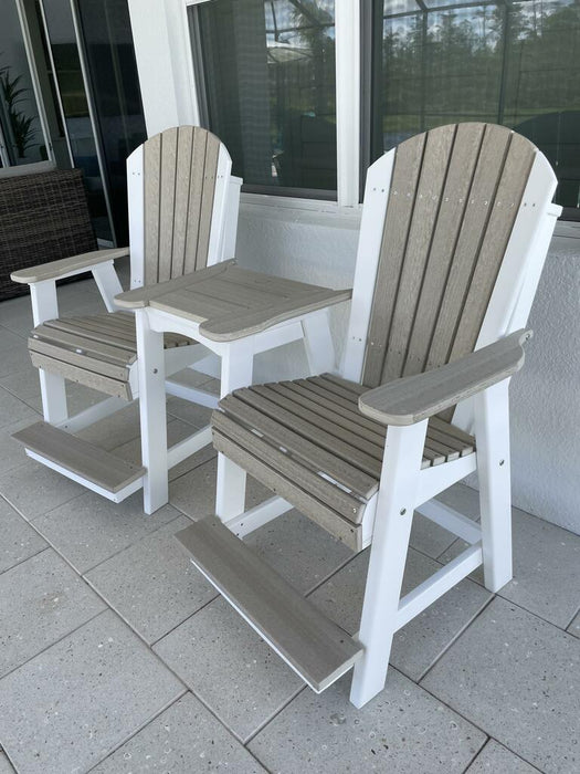 LuxCraft Recycled Plastic Counter Height Adirondack Tete-a-Tete Balcony Set