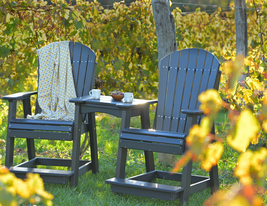 LuxCraft Recycled Plastic Counter Height Adirondack Tete-a-Tete Balcony Set