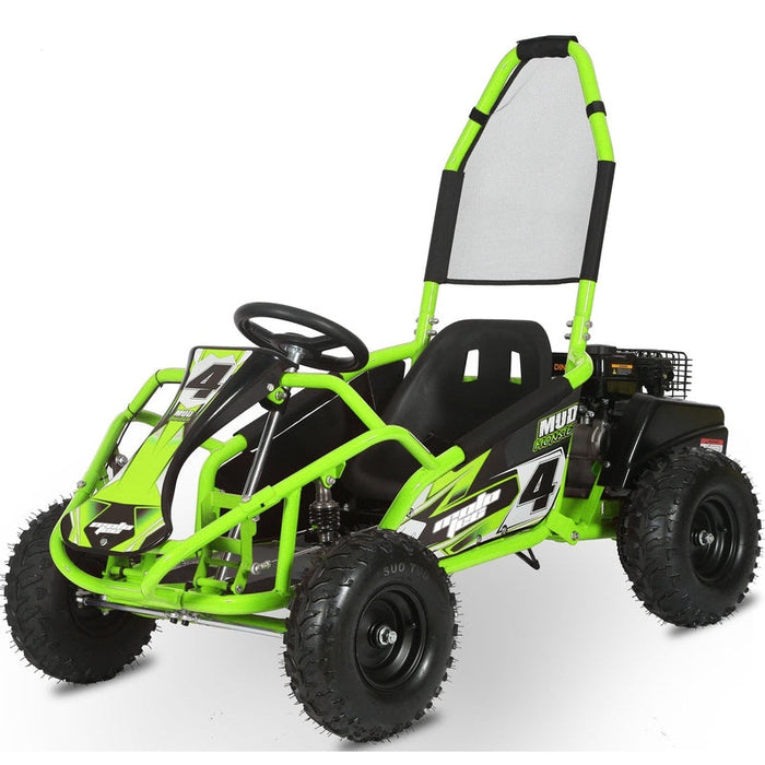 MotoTec Mud  Kids Gas Powered 98cc Go Kart Full Suspension Green