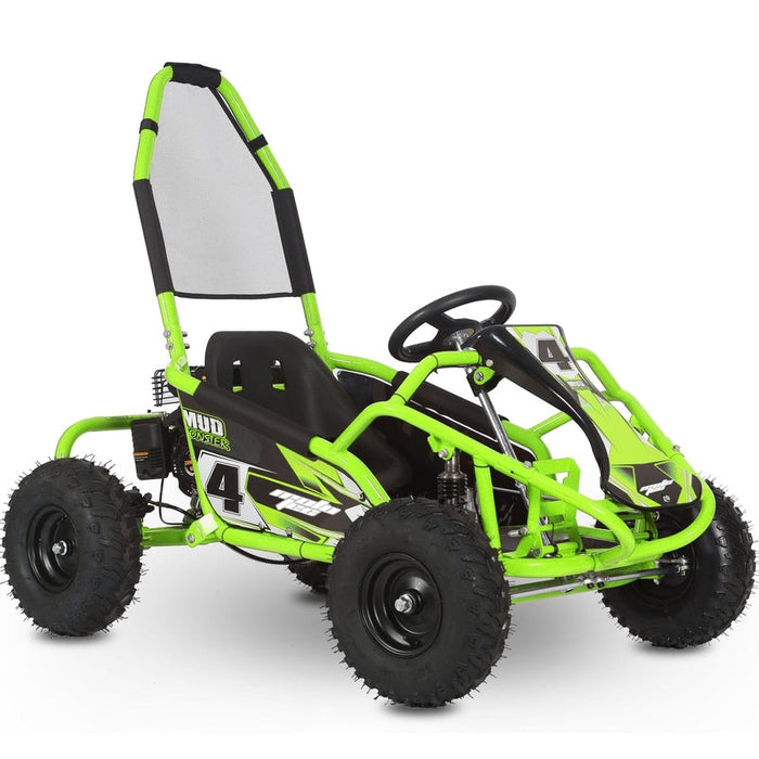 MotoTec Mud  Kids Gas Powered 98cc Go Kart Full Suspension Green