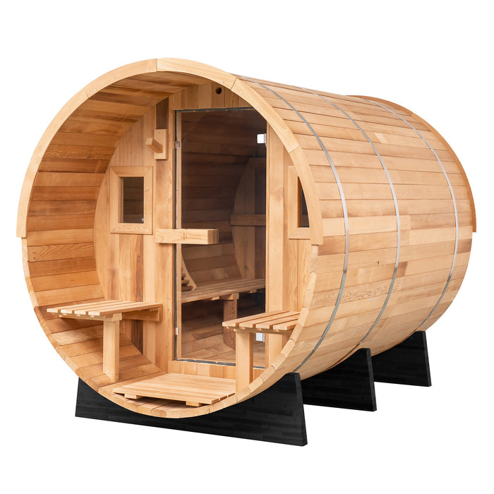 Redwood Outdoors Barrel Sauna w/ Porch - 6 Person