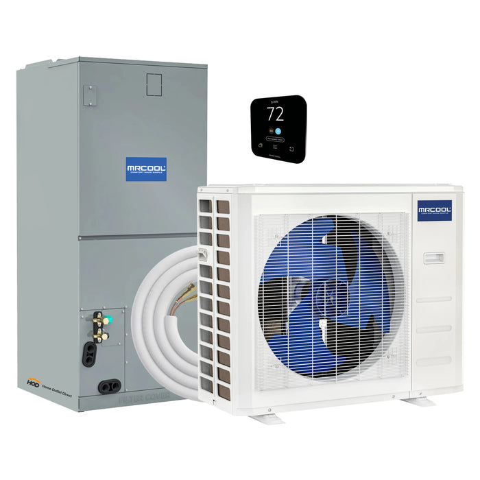 MRCOOL VersaPro 2nd Gen Central Split System with 18K BTU, 1.5 Ton, 18.8 SEER2, Heat Pump Condenser and Ducted Air Handler with 15 Ft. R-454B No-Vac Line Set (MVP-18-HP-230A15)