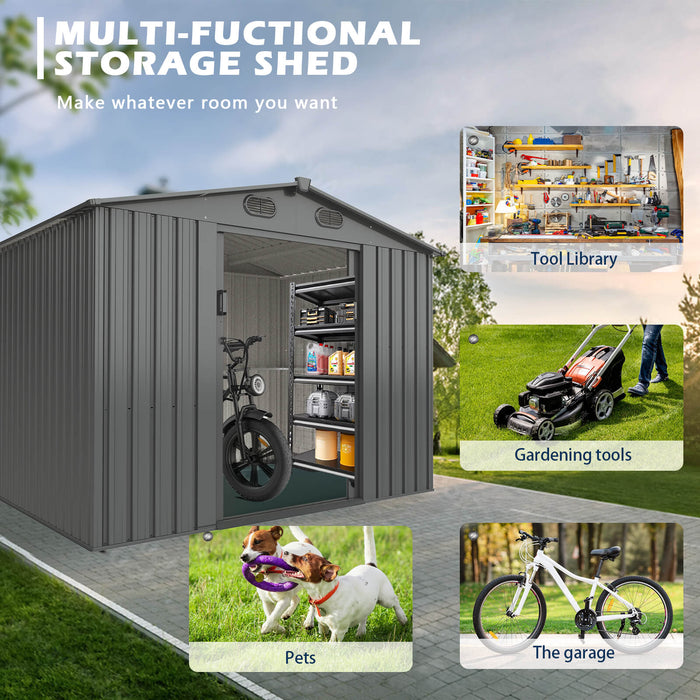 Chery Industrial 13’ x 20’ Metal Storage Shed with Double Front Doors & Side Entry Door