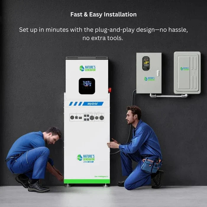 Nature’s Generator MyGrid 10K Power Kit with Transfer Switch for House Battery Backup (10kW | 10kWh)