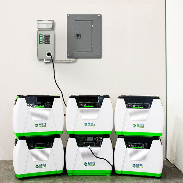 Nature’s Generator Max 6.7 kWh Solar Generator Kit – 1800W + 5 Power Pods + Transfer Switch