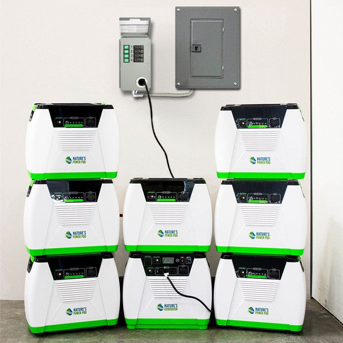 Nature’s Generator Max 9.1 kWh Solar Generator Kit – 1800W + 7 Power Pods + Transfer Switch