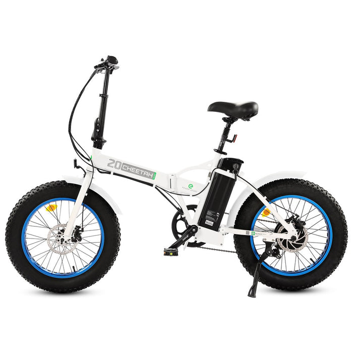 Ecotric 36V Fat Tire Portable and Folding Electric Bike White Blue